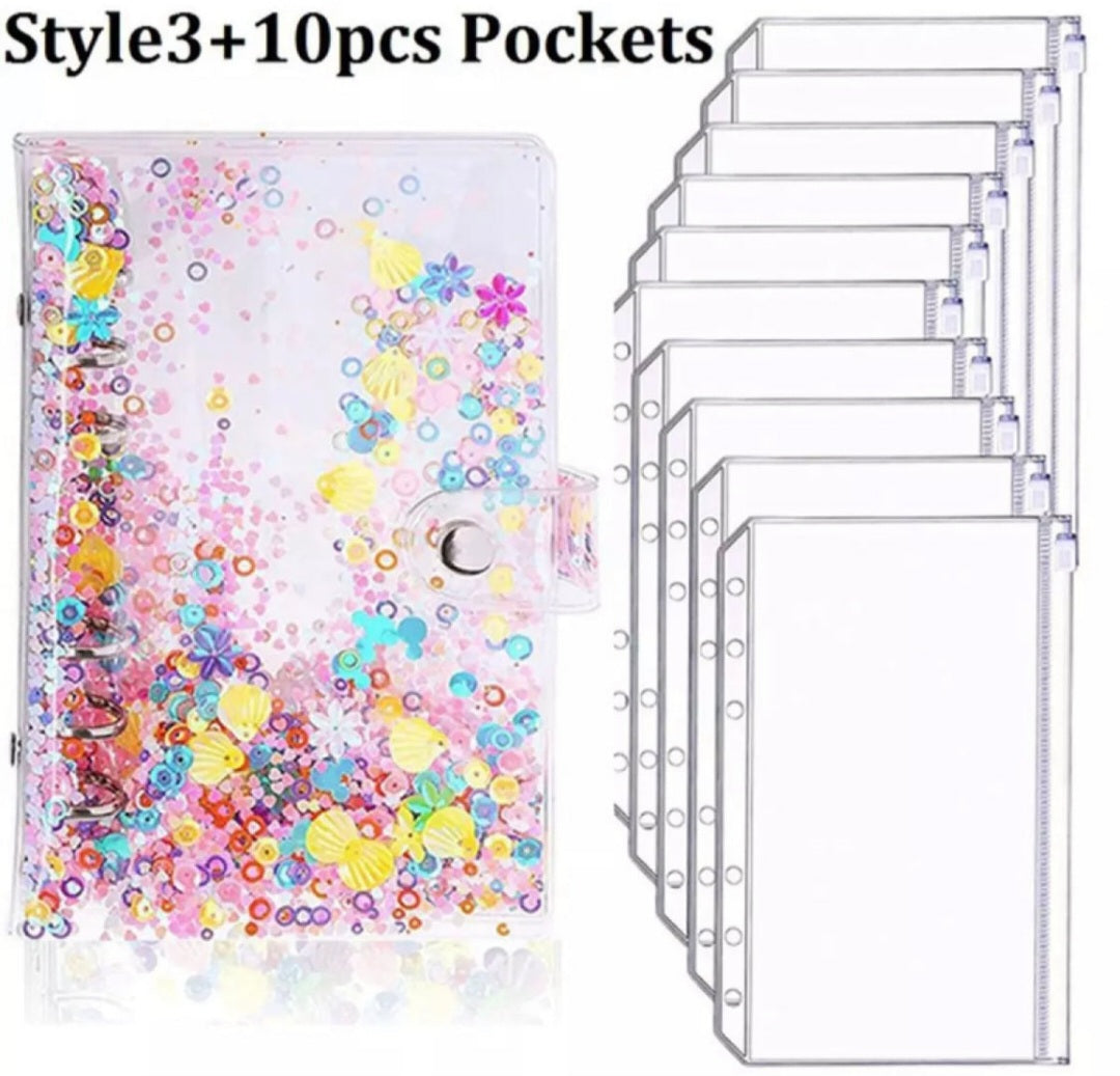 Cash Budget Envelope System - A6 Clear Soft PVC Notebook Binder Cover Planner 6-Ring Loose-Leaf Folder