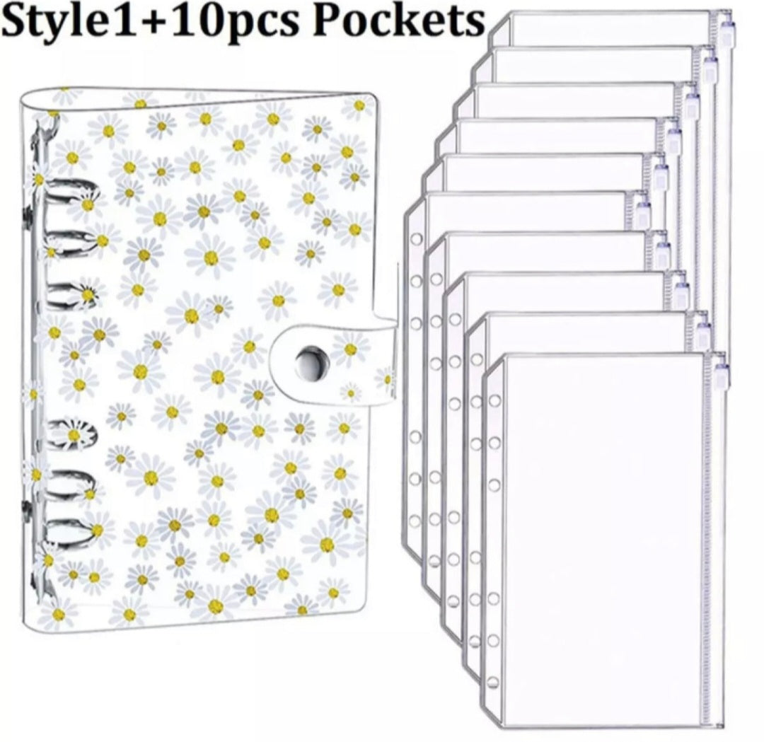 Cash Budget Envelope System - A6 Clear Soft PVC Notebook Binder Cover Planner 6-Ring Loose-Leaf Folder