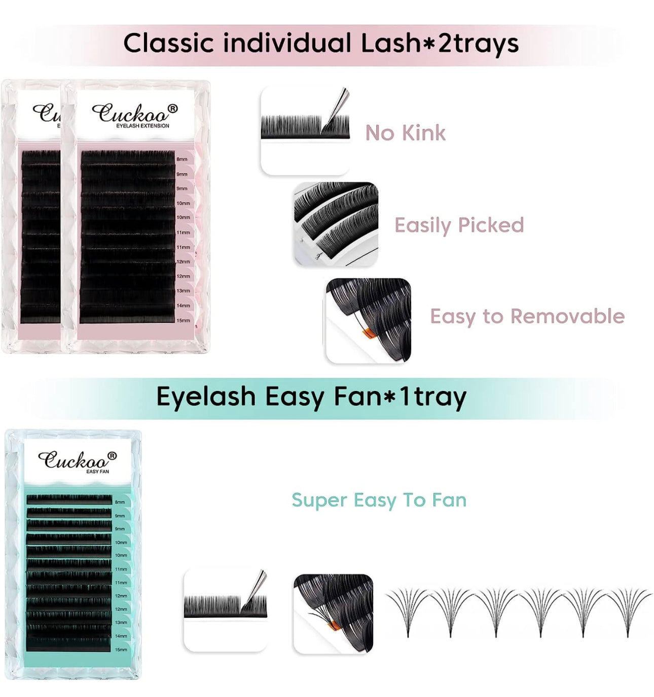 Cuckoo Eyelash Extension Kit with Mannequin Head Practice Exercise Set Training