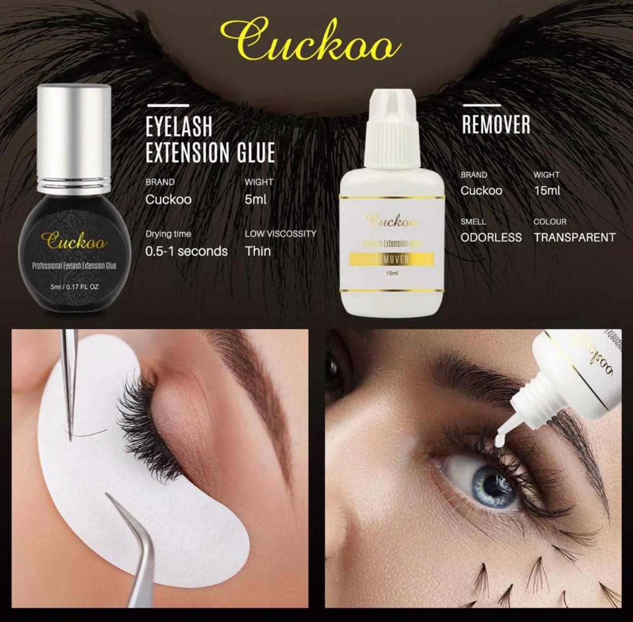 Cuckoo Eyelash Extension Kit with Mannequin Head Practice Exercise Set Training
