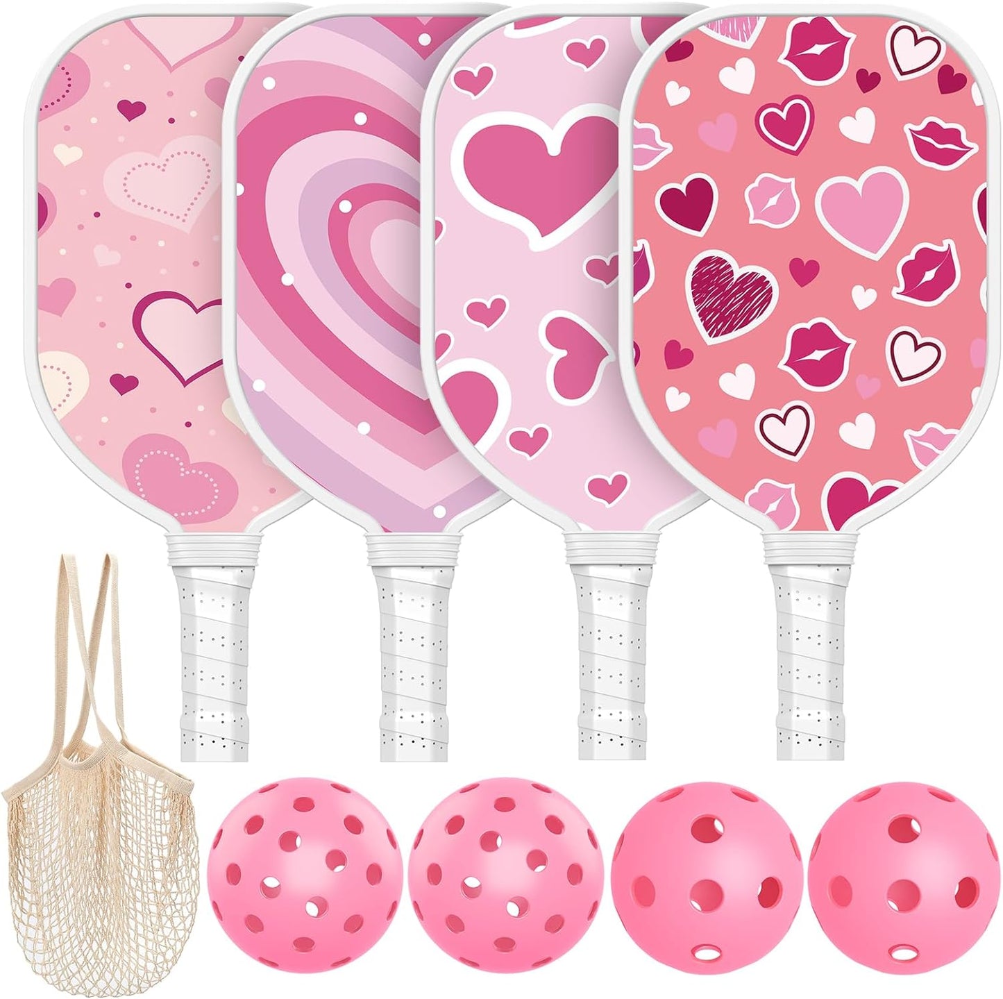 Sprypals Premium Pink Pickleball Paddles Set of 4