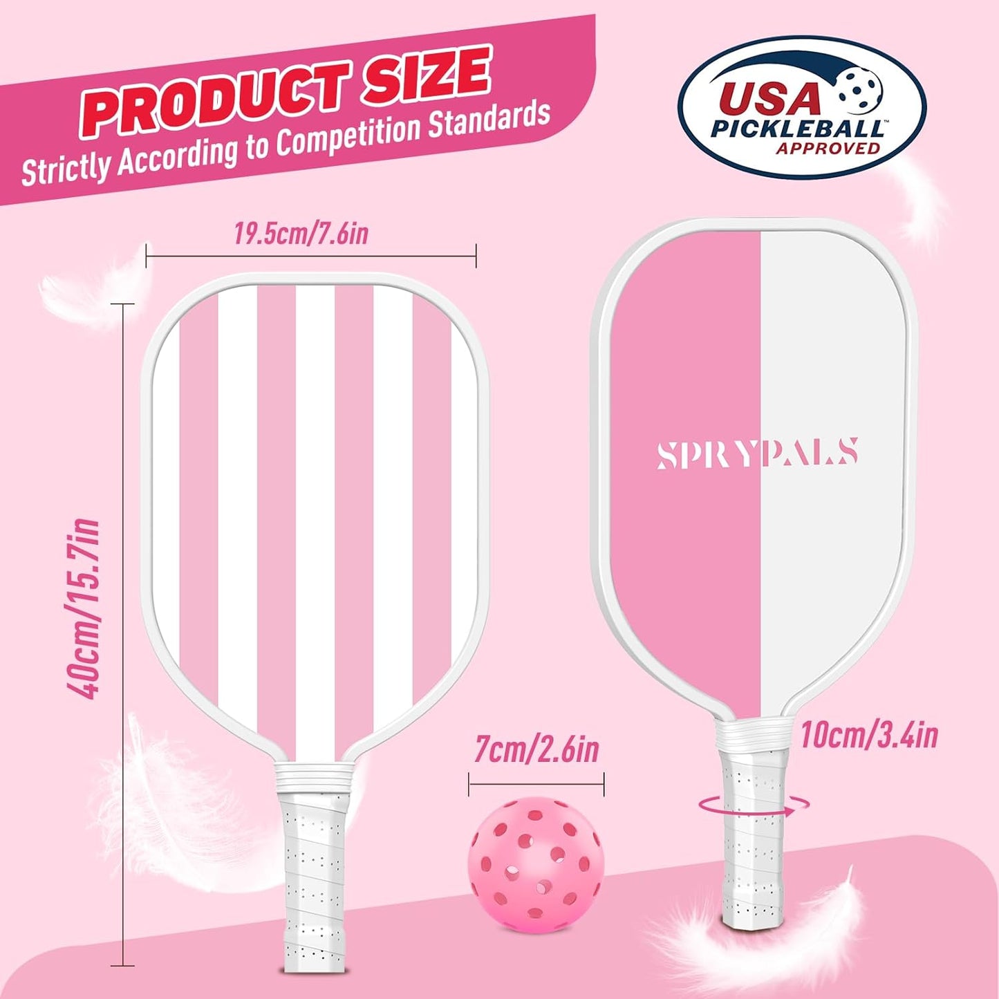 Sprypals Pink Pickleball Paddles Set of 4