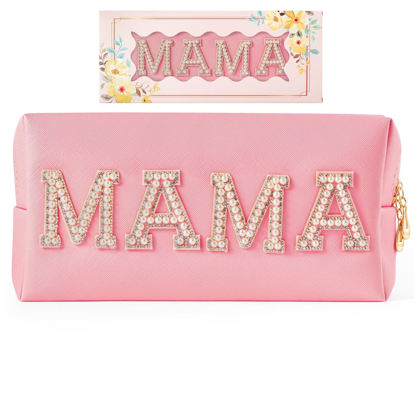 Leather Cosmetic Pouch for Mother Pink