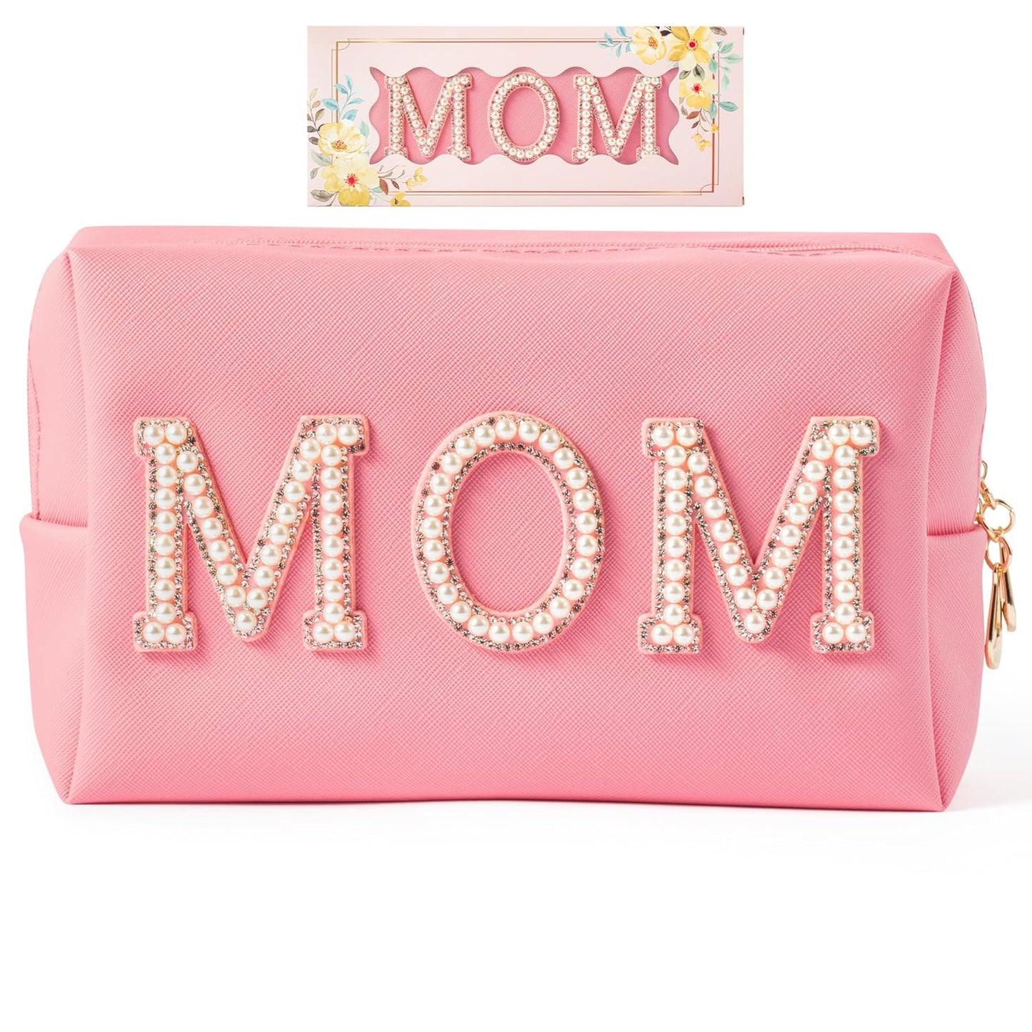 Leather Cosmetic Pouch for Mother Pink