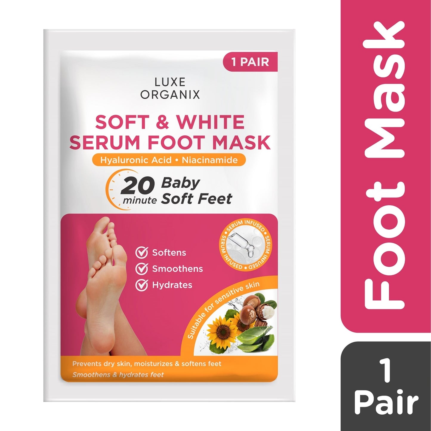 Luxe Organix Soft & White Serum Foot Mask