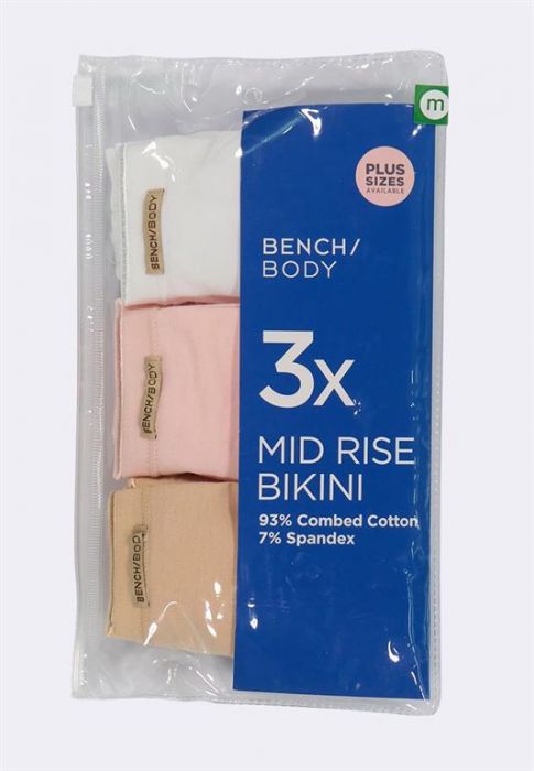 Bench Body 3x Mid Rise Bikini (Pink, Beige, White)
